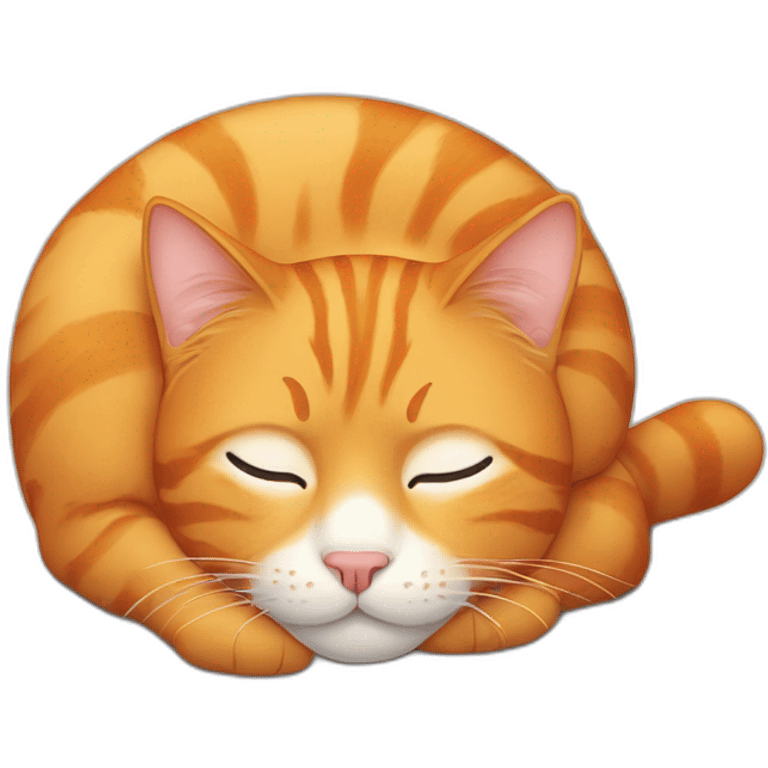 orange tabby cat with smiley, squinty eyes, sleeping emoji