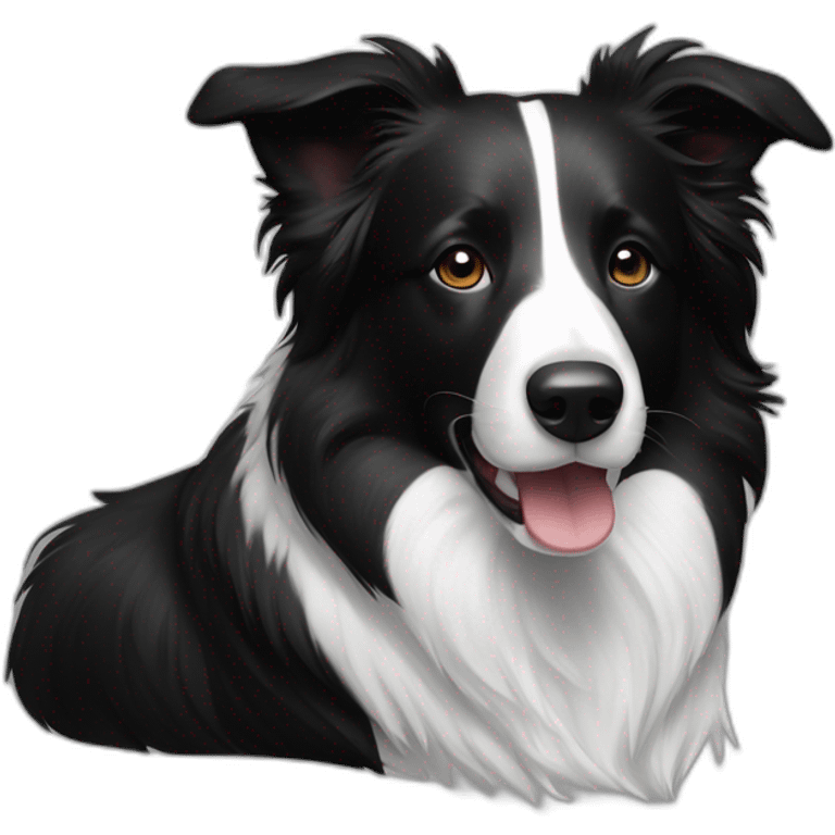 Border collie black in right and White in left emoji