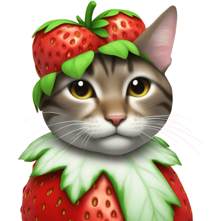 Cat wearing strawberry costume emoji