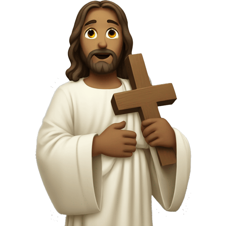 Jesus holding a cross emoji