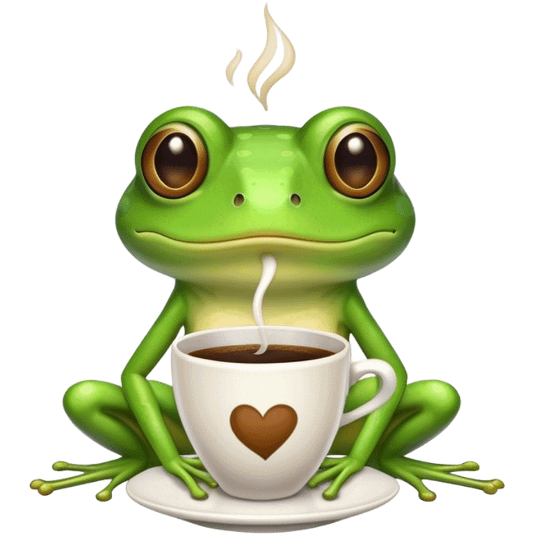 Skinny frog with coffee emoji