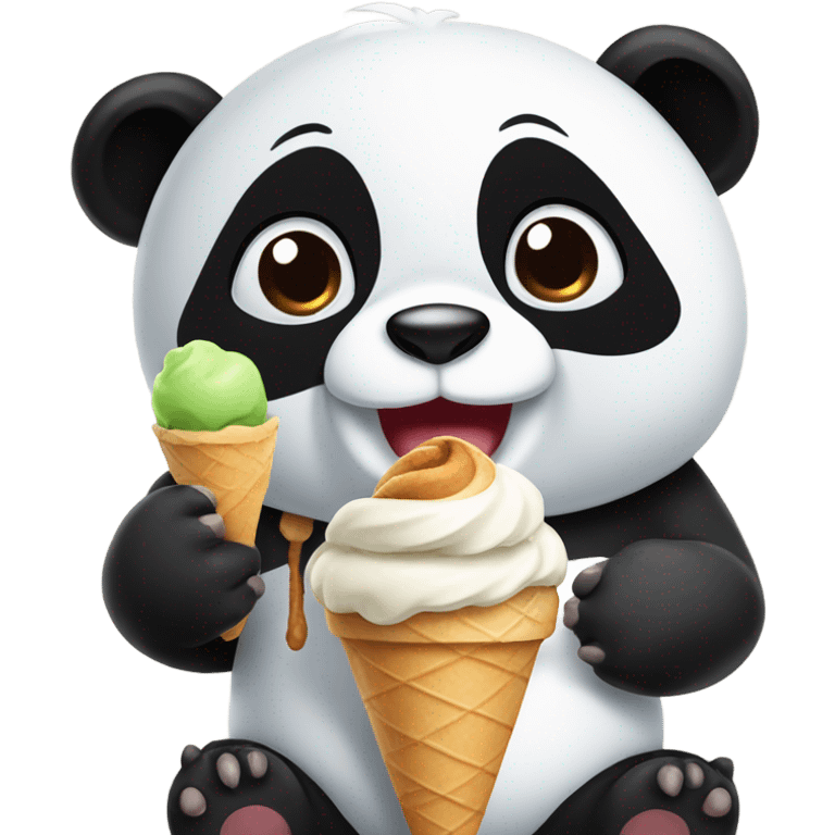 Panda eating ice cream emoji