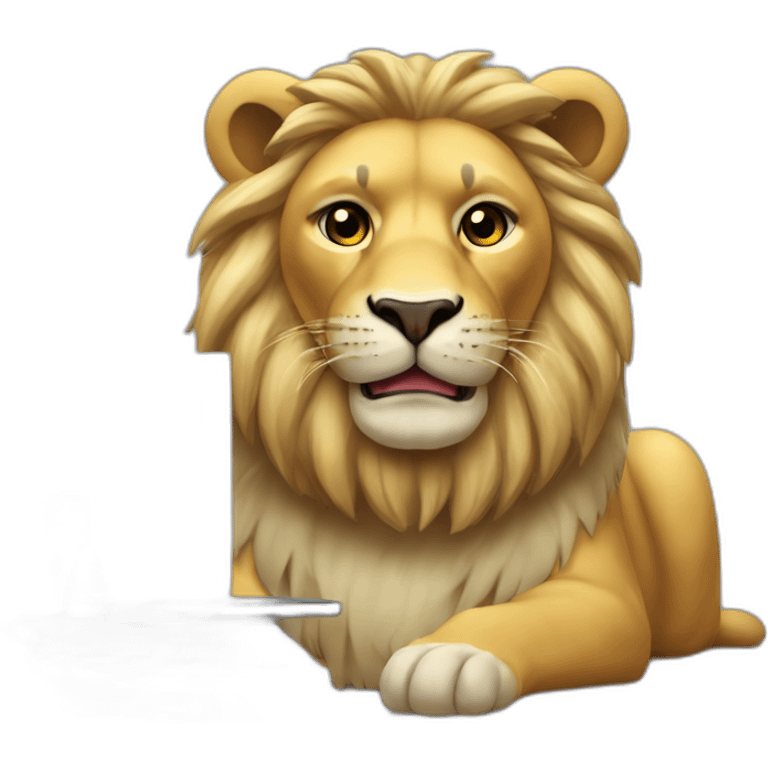 León con computadora emoji