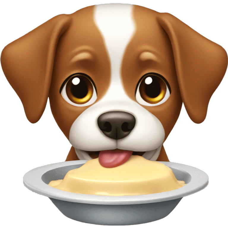 Dog eating pudding emoji