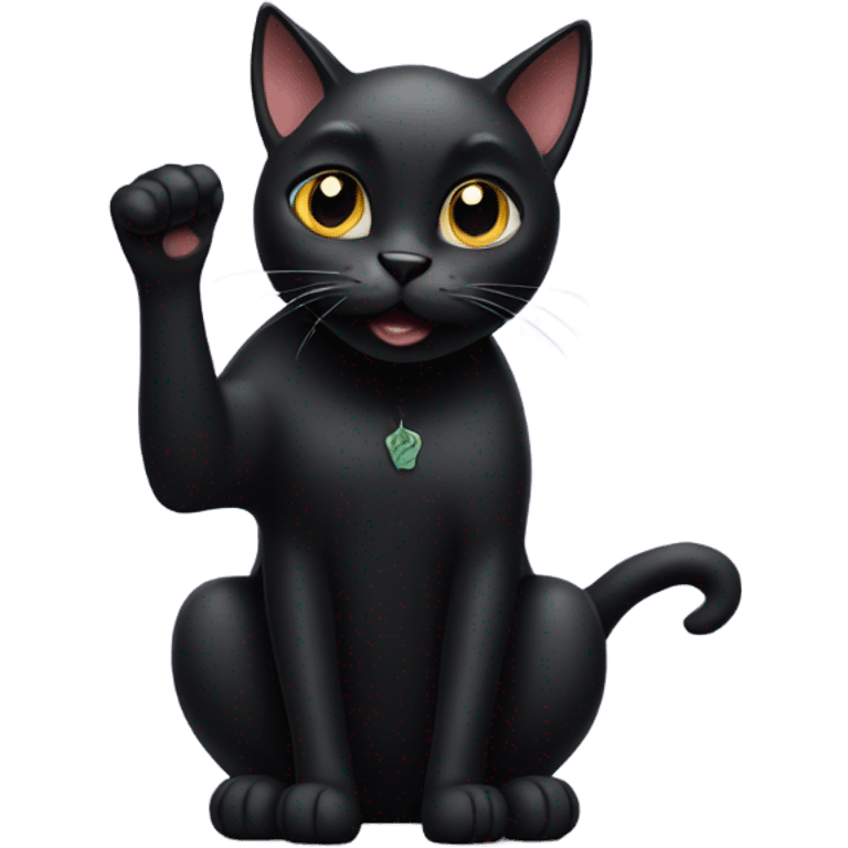 black cat with paws up emoji