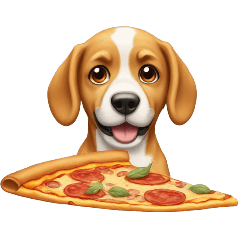 Cachorro comendo pizza emoji