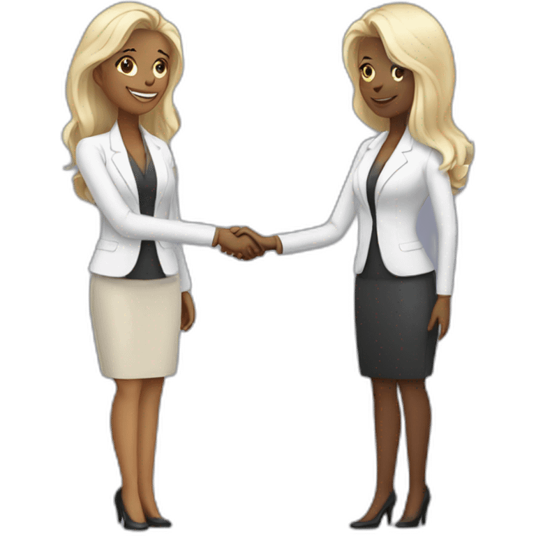 two white business women with different hair colors shaking hands emoji