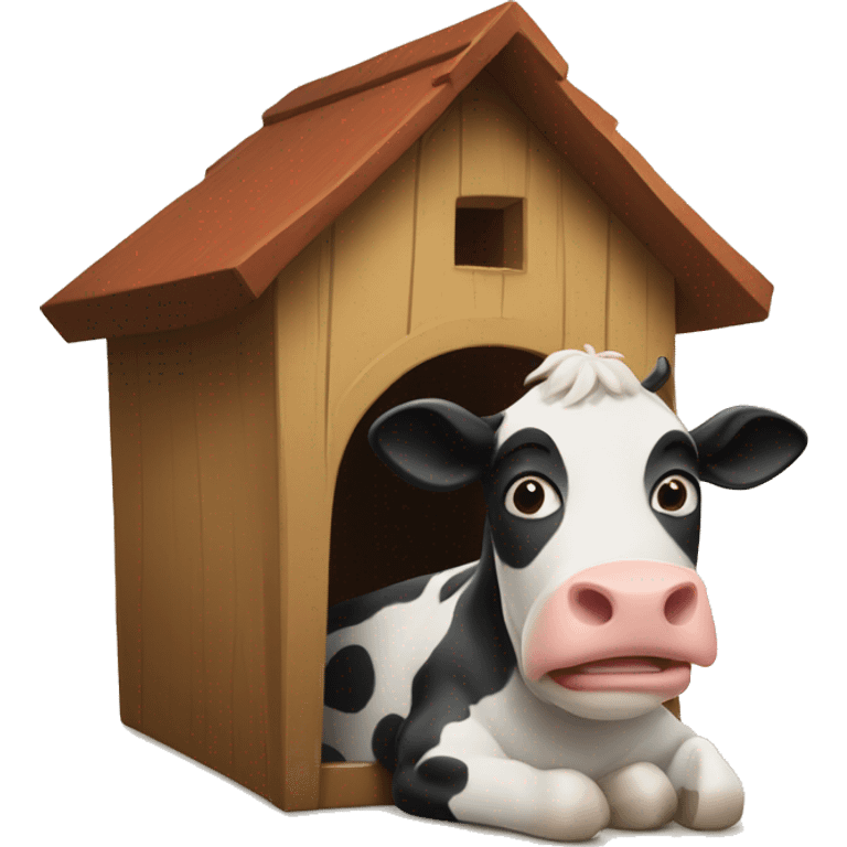 a cow in a doghouse emoji