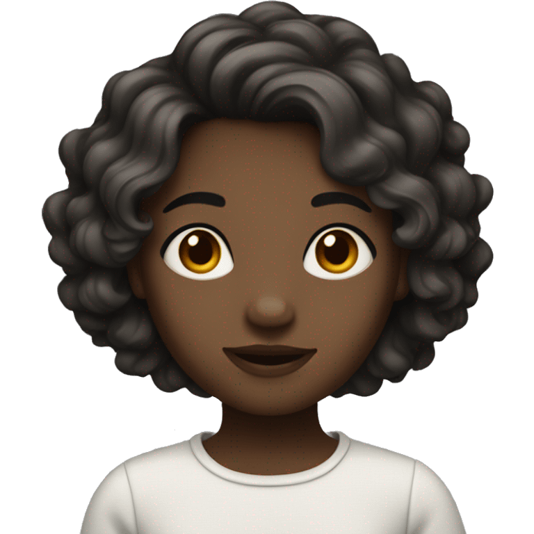 medium dark girl with short wavy dark hair emoji