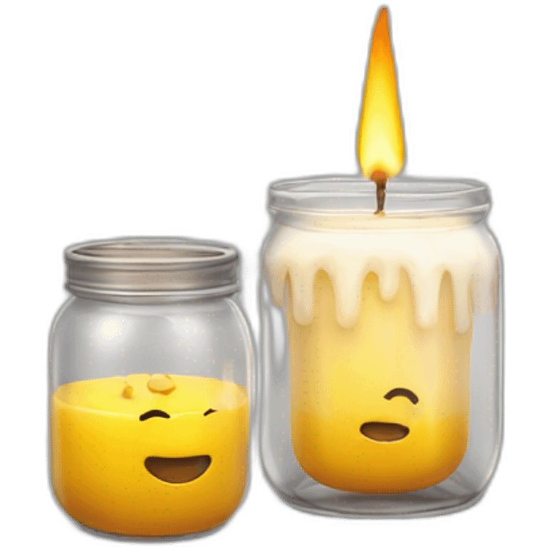 Candle realistic in a jar without cap emoji