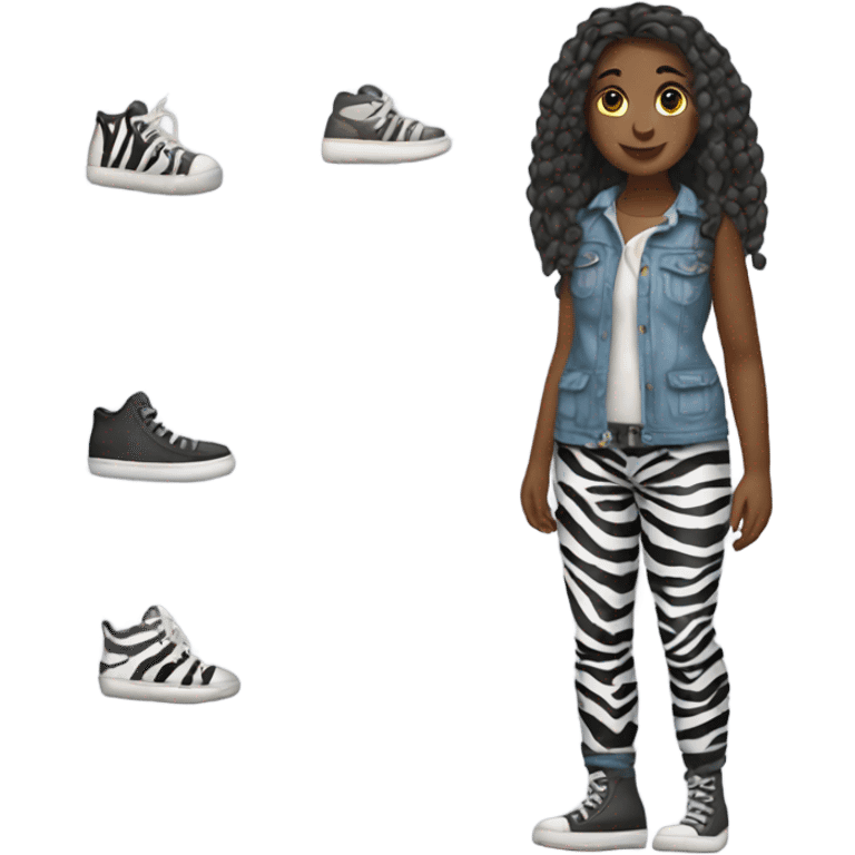 Girl wear big zebra shoes emoji