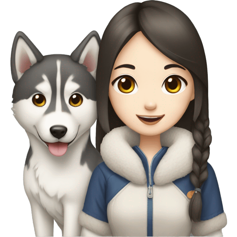 Japanese girl and husky emoji