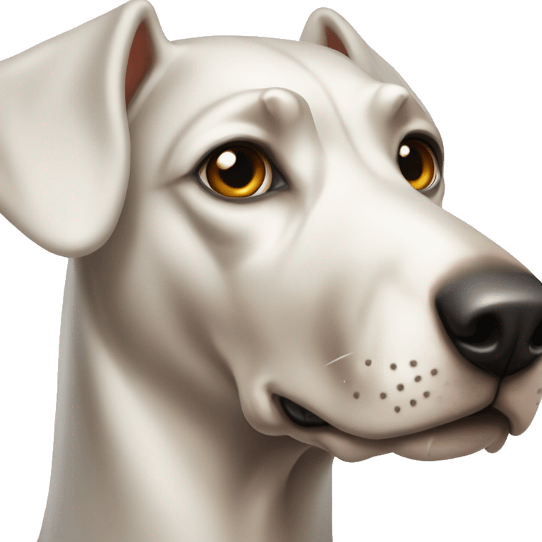 White Doberman with a ban nickname on his head emoji