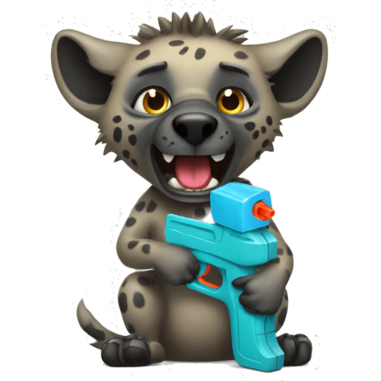 Hyena with a water gun emoji