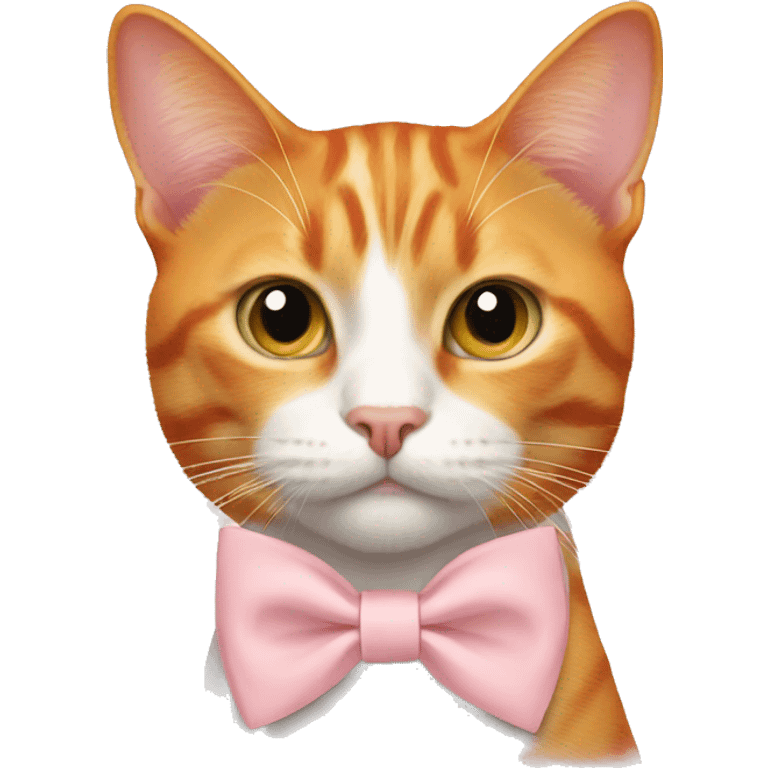 Orange cat with light pink bow tie emoji