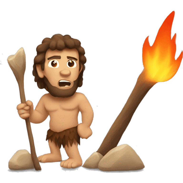 caveman make fire with stick emoji