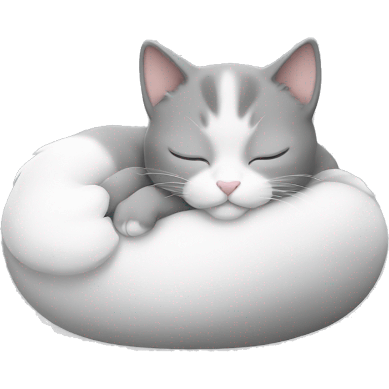 Cute cat sleeping grey and white emoji