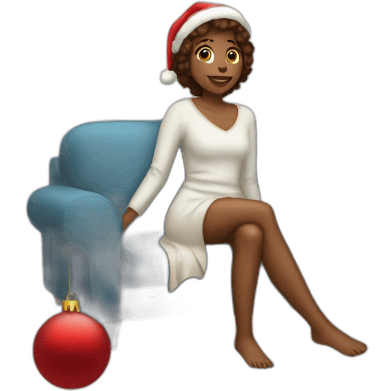 christmas girl on the couch emoji