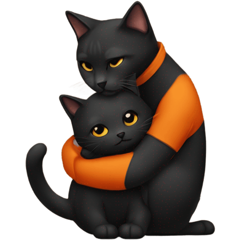 black and orange cat hugging emoji