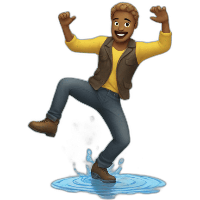 Man dancing in a puddle emoji