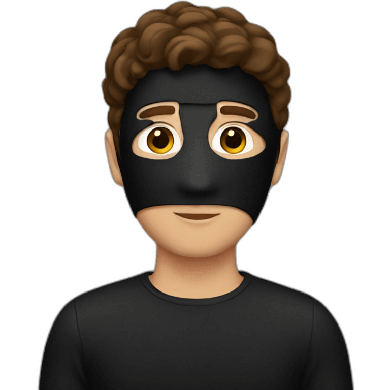 Man with brown hair and black mask emoji