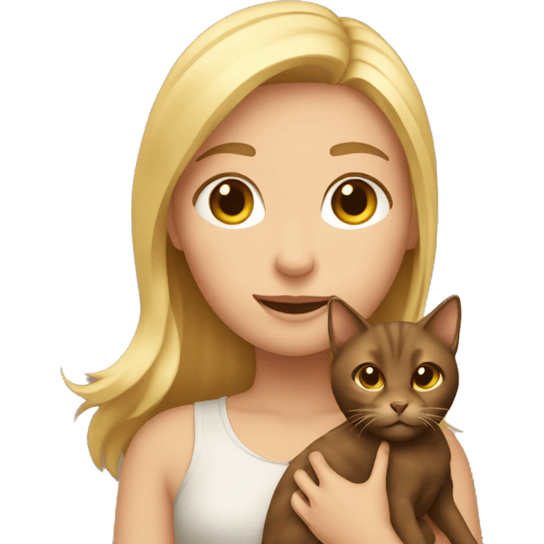 Blonde Girl holding brown cat emoji