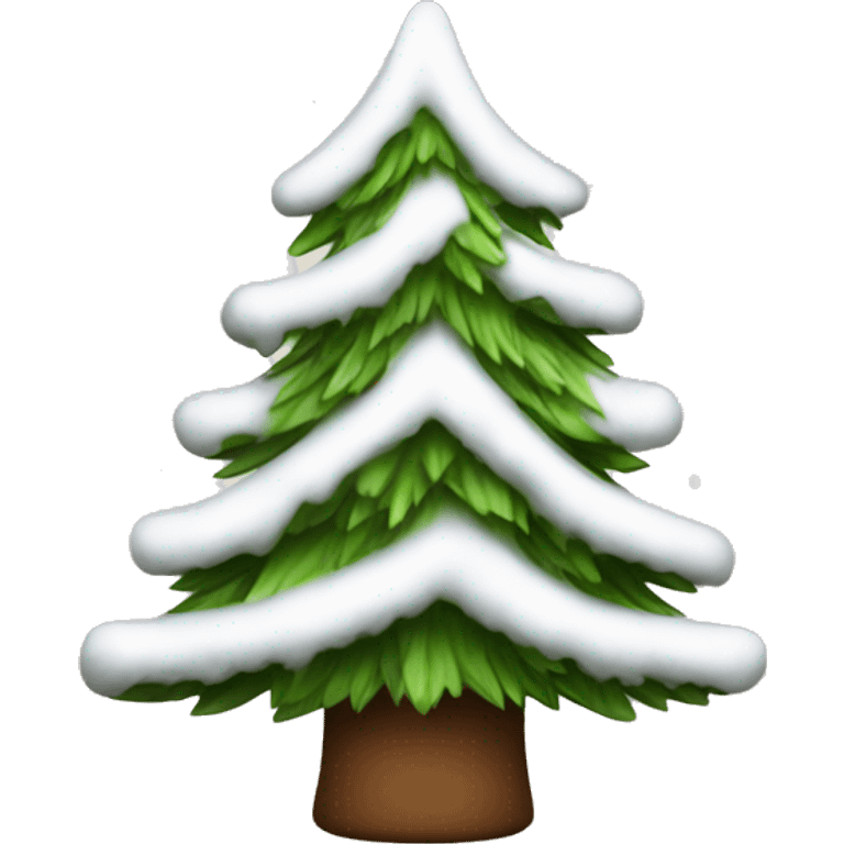 snowy christmas tree with brown ornaments emoji