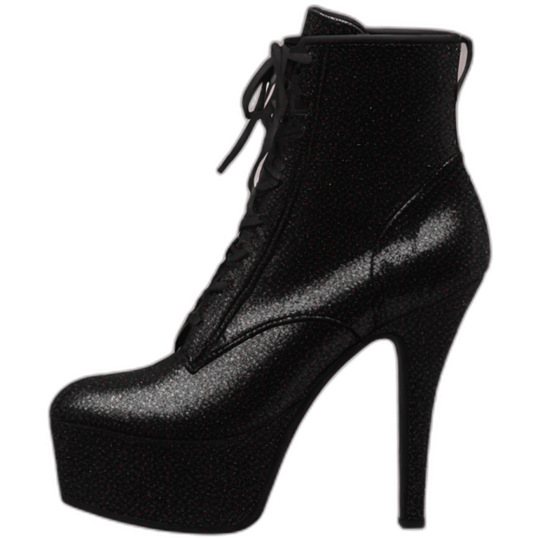 high heels boot black shimmery emoji