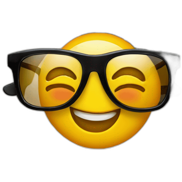 happy face using sunglass and on the surface of the sunglasses a reflecting house emoji