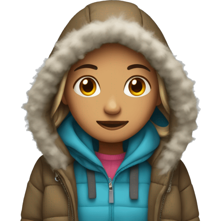 Girl with many layers of clothes it’s cold emoji