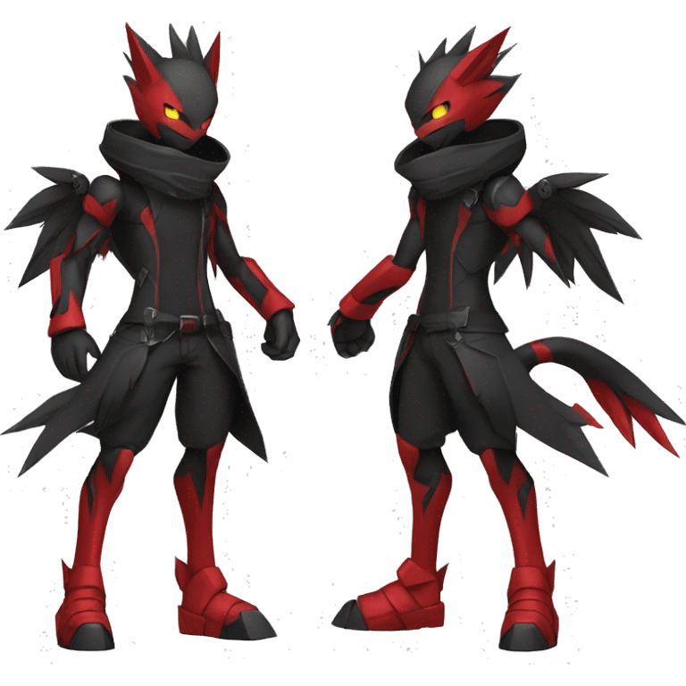  Cool Edgy Black Red Digimon-Fakemon full body emoji