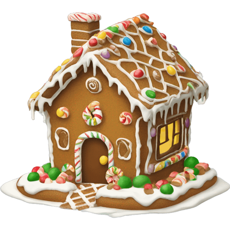 Create a gingerbread house with icing  emoji