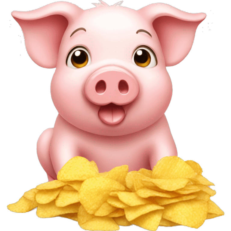 small pig eating chips emoji