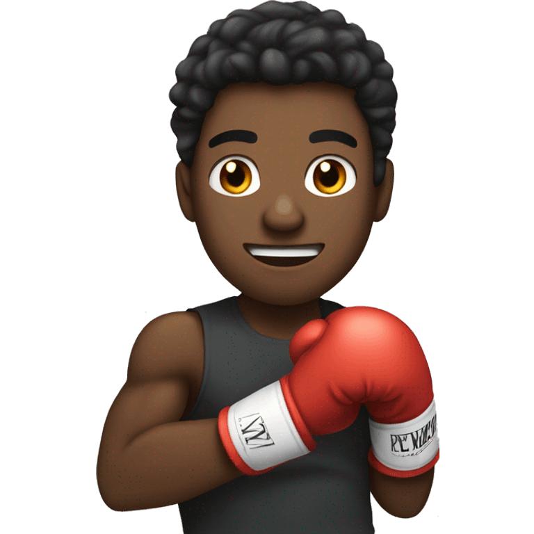 20 year old dark-skinned young man boxing in accion

 emoji