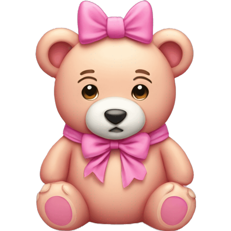 Pink bear wearing a bow  emoji