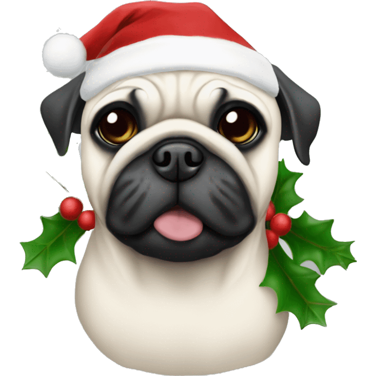 White pug Christmas  emoji