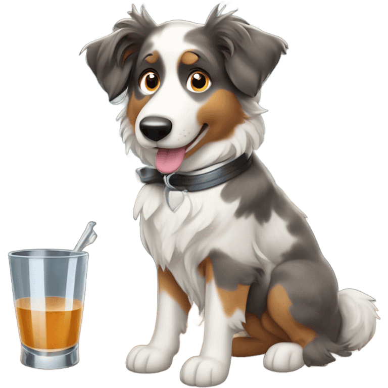 Australian shepard bartending  emoji