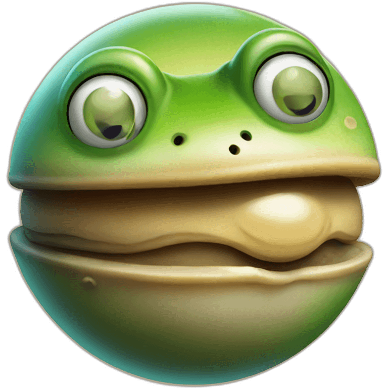 planet Jupiter with a cartoon pensive frog face emoji