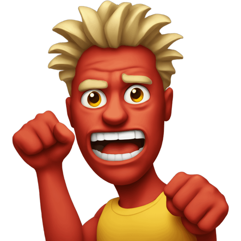 Crazy man with ripped out hair and red face yellow emoji waving fist  emoji