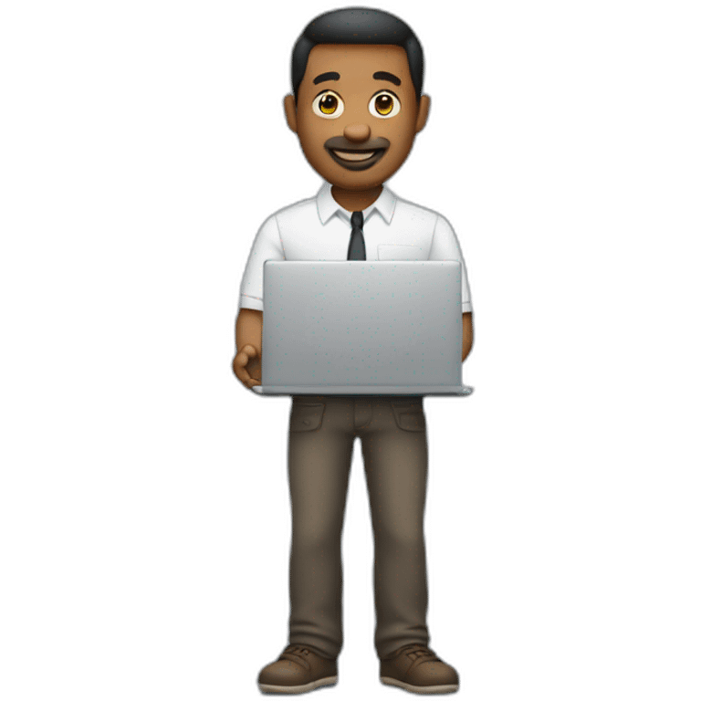 man holding mac laptop  emoji