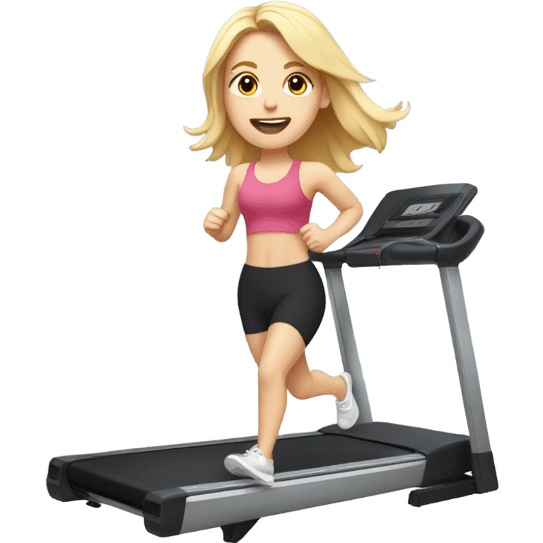 white girl with blonde hair on treadmill emoji