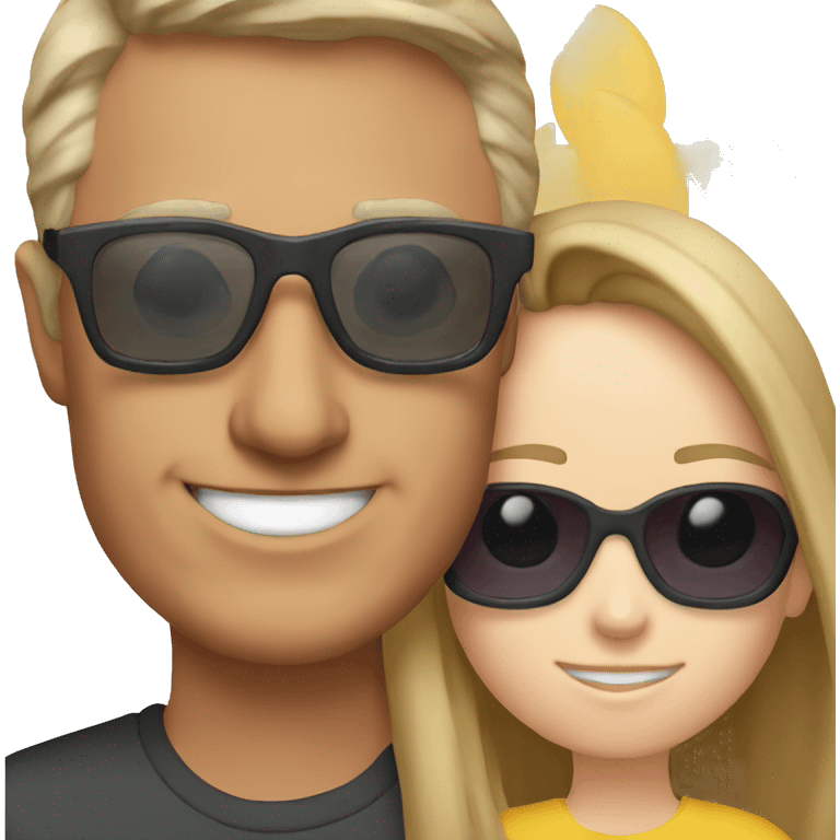 My dad with my sister and sunglasses emoji