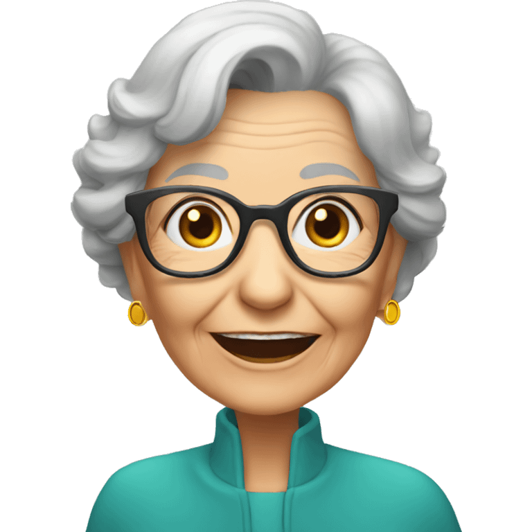 88 year old woman wearing glasses and hearing aids  emoji