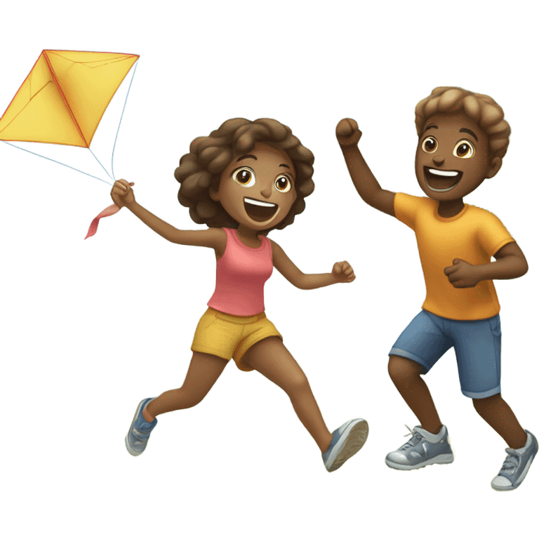 boy and girl enjoying outdoor fun emoji