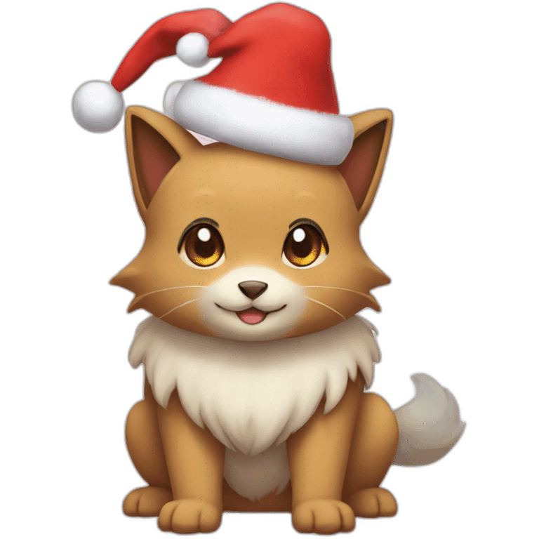 Pawmi pokemon with Christmas hat emoji