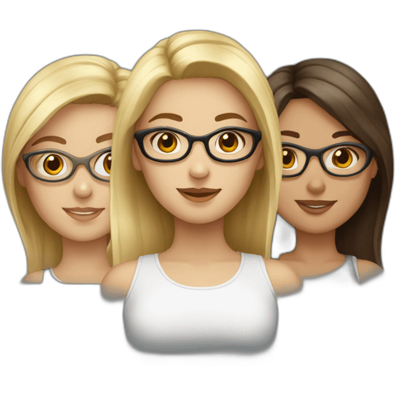 group of 6 girls composed of 3 blonde girls and 3 brunette girls including one with glasses emoji