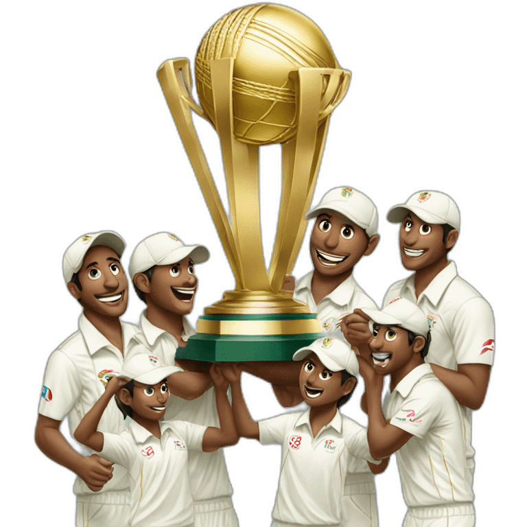 cricket team with worldcup trophy emoji