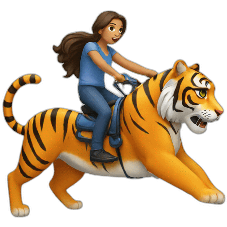 Crystal riding a cartoon tiger emoji