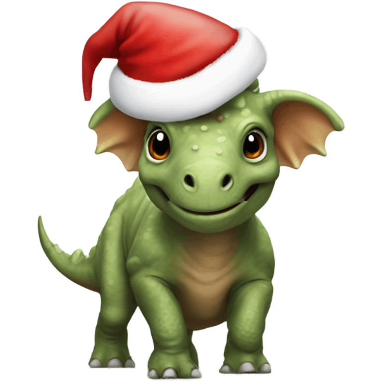 Triceratops with a santa hat emoji