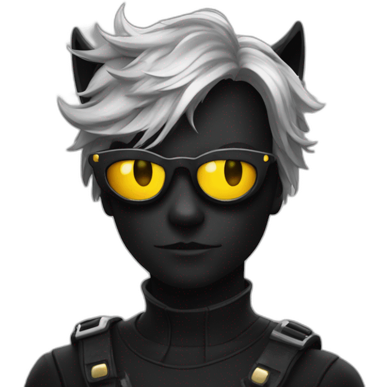 Chat noir avec des lunettes emoji